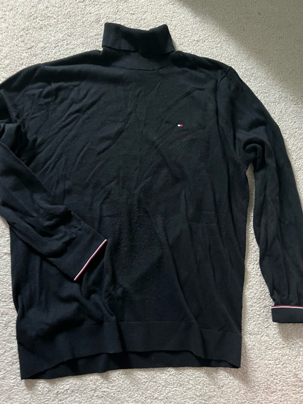 Tommy Hilfiger Black Turtleneck with Signature Micro-Logo